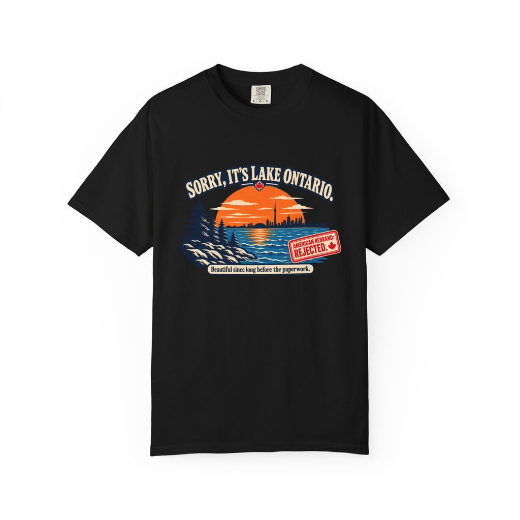 Lake Ontario Sunset T-Shirt — "Sorry, It's Lake Ontario" - Lake America Rejected
