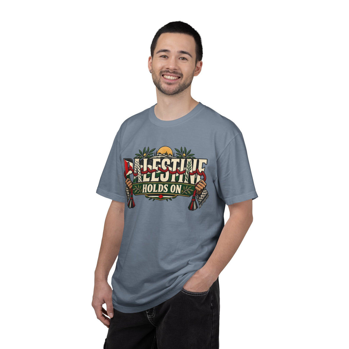 Palestine Holds On T-Shirt — Free Palestine Solidarity Graphic Tee