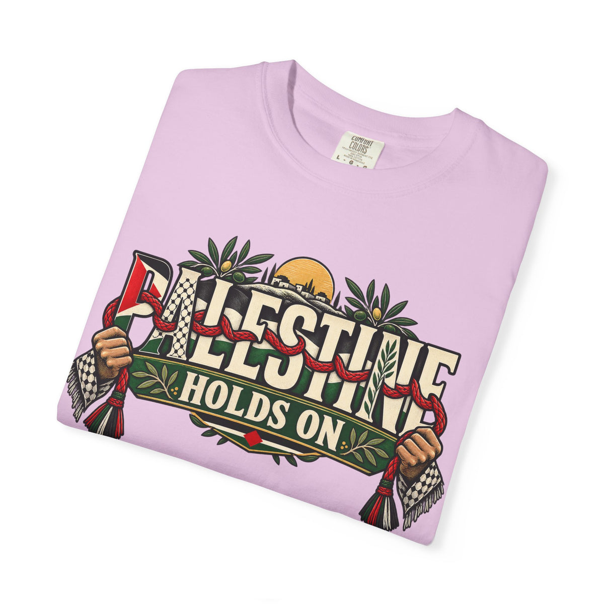 Palestine Holds On T-Shirt — Free Palestine Solidarity Graphic Tee