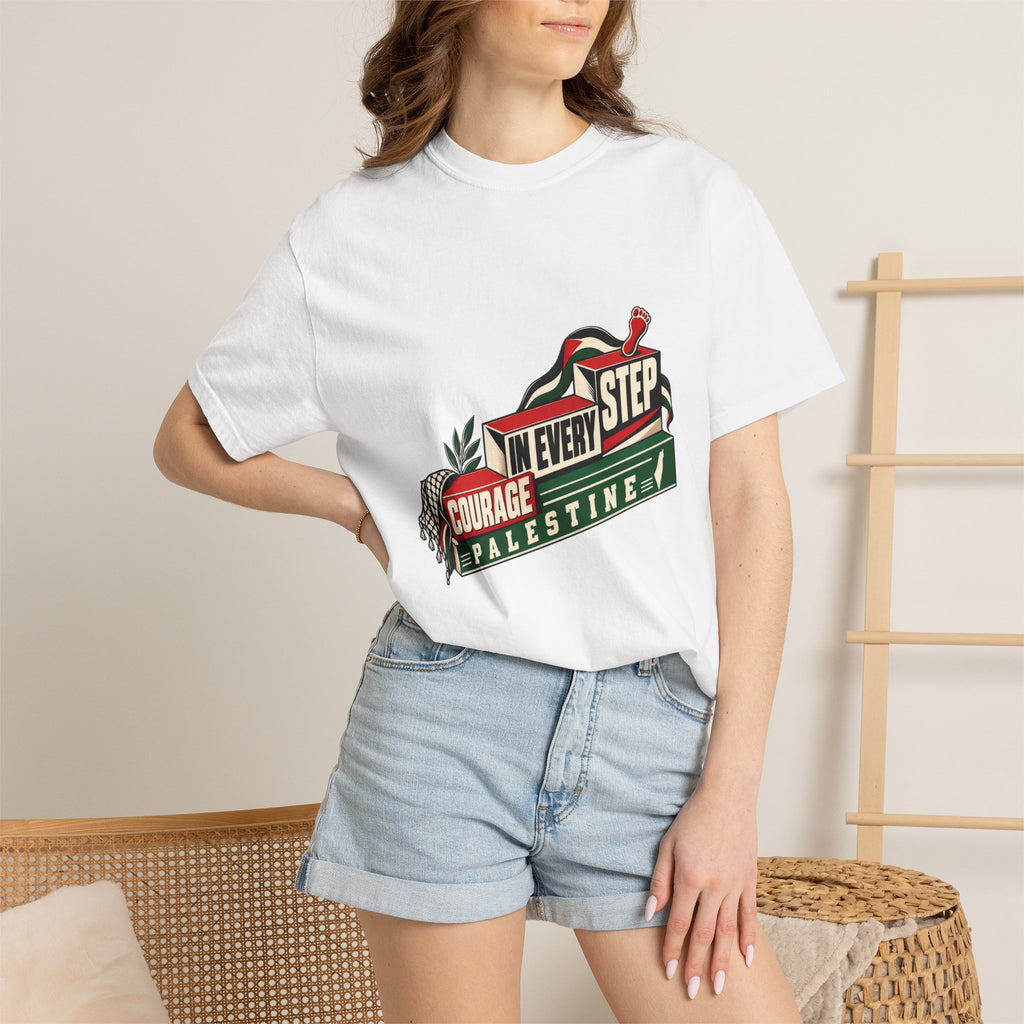 Palestine "Courage In Every Step" Graphic T-Shirt