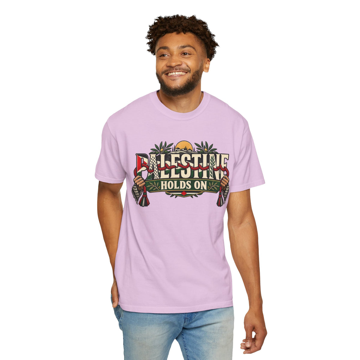 Palestine Holds On T-Shirt — Free Palestine Solidarity Graphic Tee