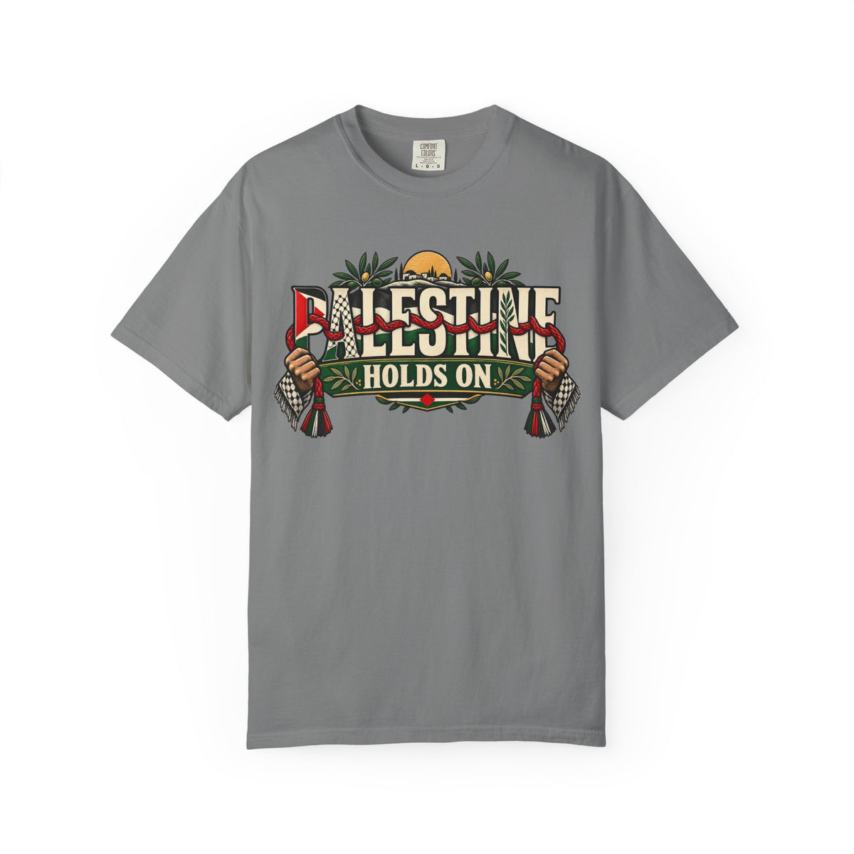 Palestine Holds On T-Shirt — Free Palestine Solidarity Graphic Tee