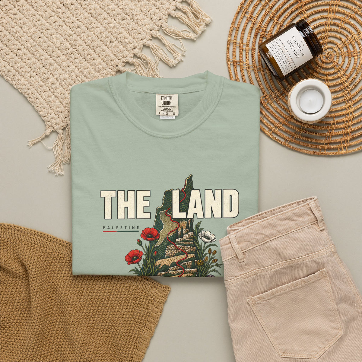 The Land Remembers T-Shirt — Memorial Floral Palestine Map Graphic