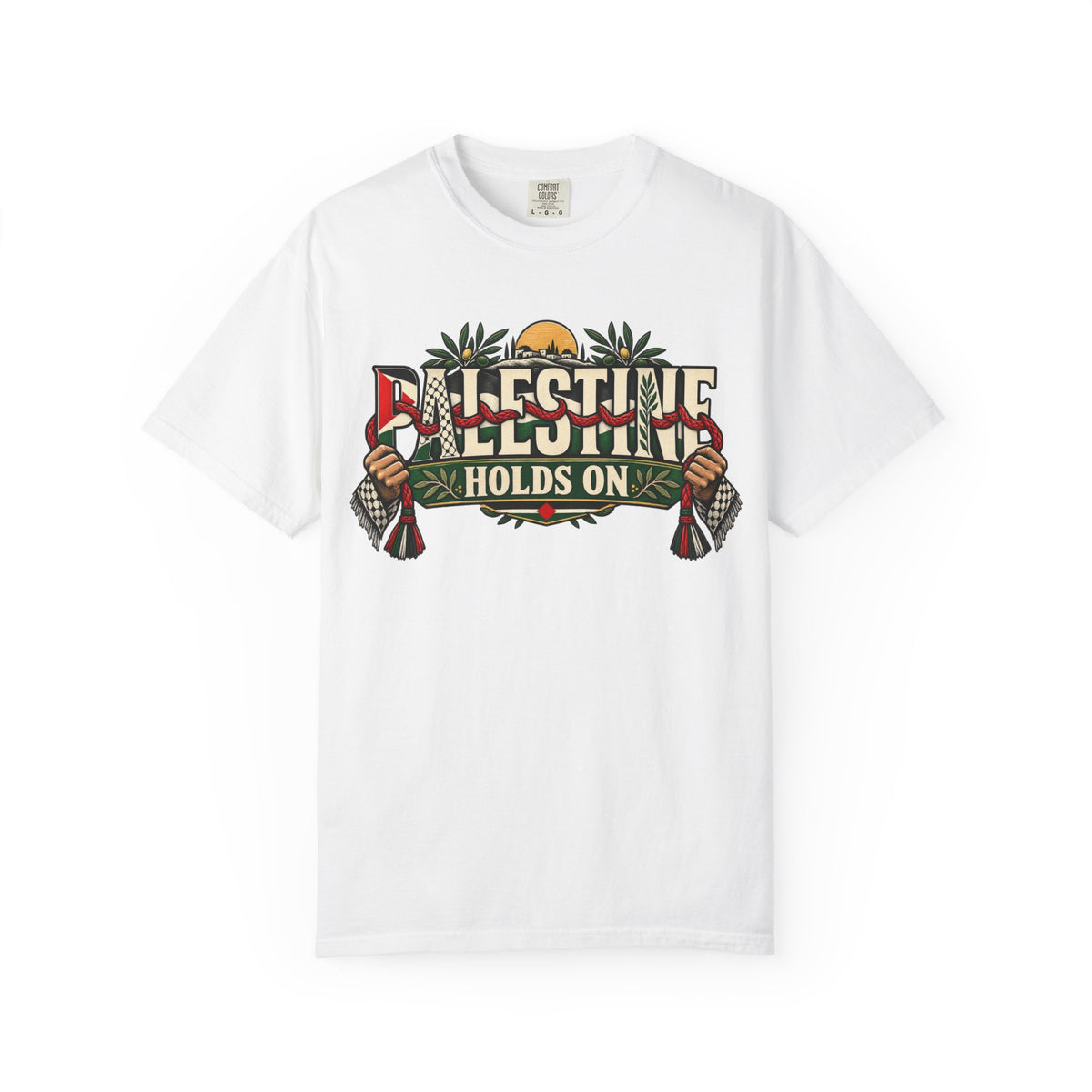 Palestine Holds On T-Shirt — Free Palestine Solidarity Graphic Tee