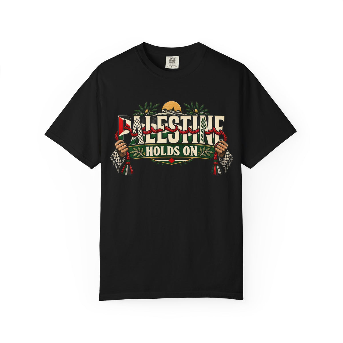 Palestine Holds On T-Shirt — Free Palestine Solidarity Graphic Tee