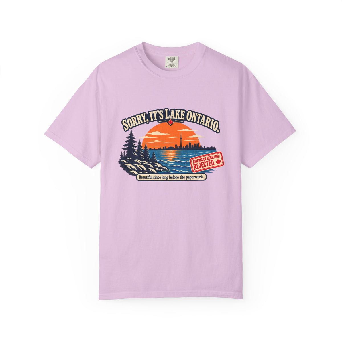 Lake Ontario Sunset T-Shirt — "Sorry, It's Lake Ontario" - Lake America Rejected