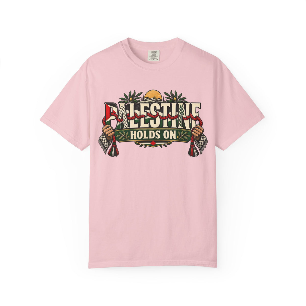 Palestine Holds On T-Shirt — Free Palestine Solidarity Graphic Tee