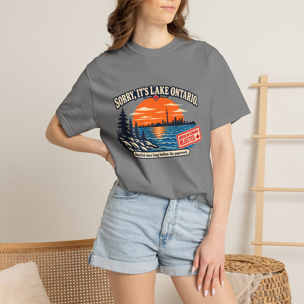 Lake Ontario Sunset T-Shirt — "Sorry, It's Lake Ontario" - Lake America Rejected