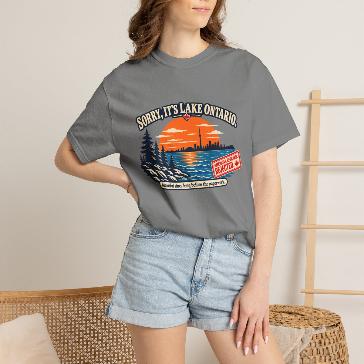 Lake Ontario Sunset T-Shirt — "Sorry, It's Lake Ontario" - Lake America Rejected