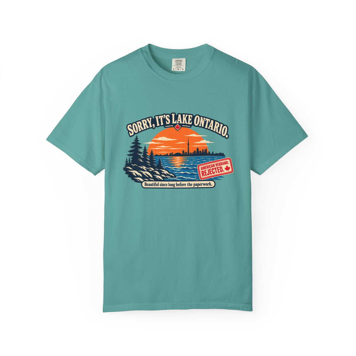 Lake Ontario Sunset T-Shirt — "Sorry, It's Lake Ontario" - Lake America Rejected