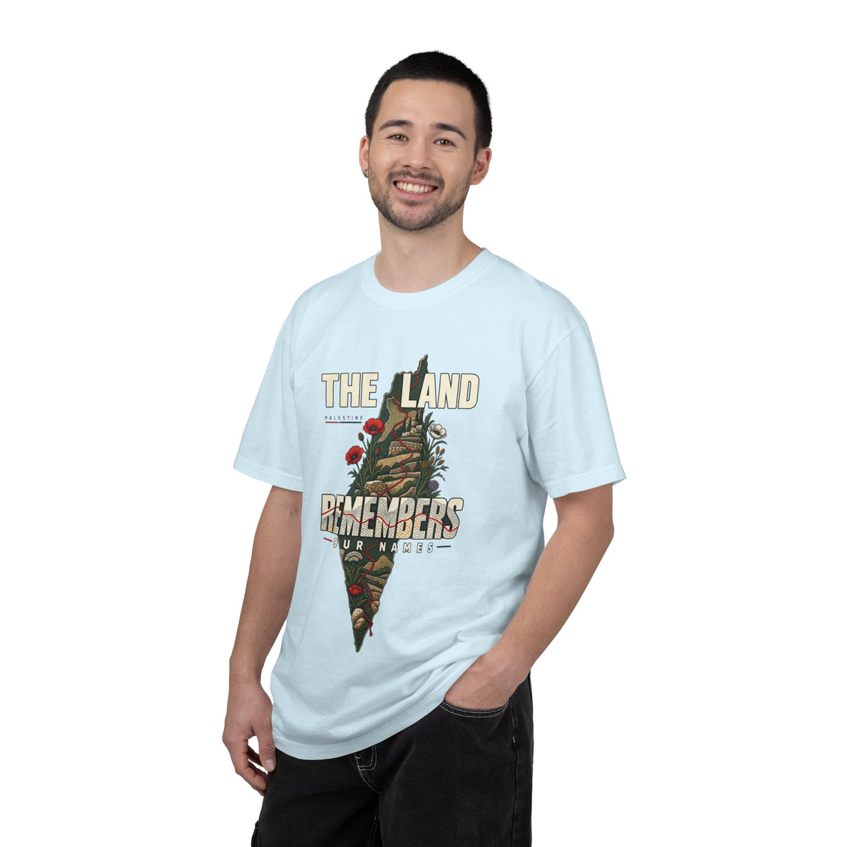 The Land Remembers T-Shirt — Memorial Floral Palestine Map Graphic