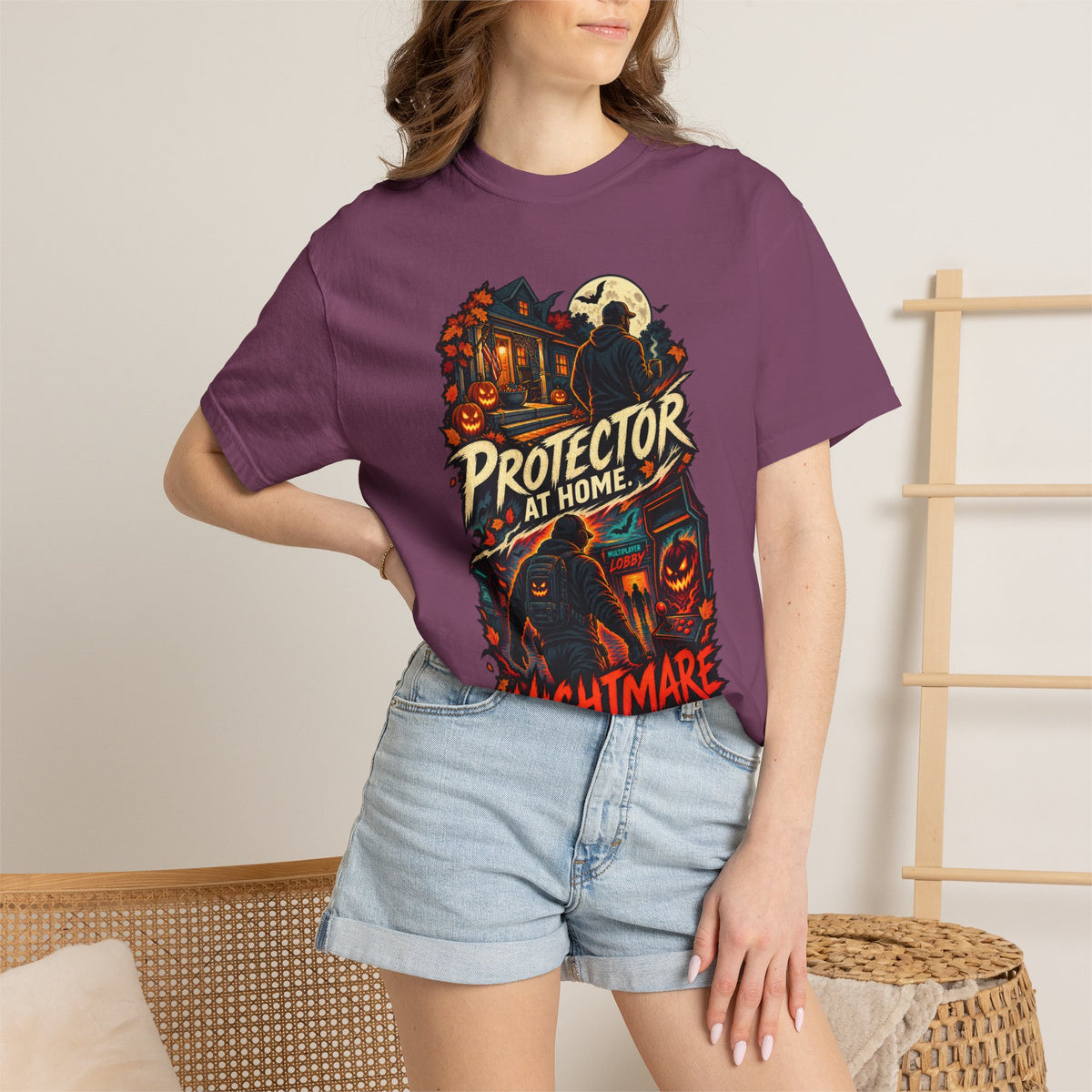 Halloween Gamer DAD Protector at Home - Nightmare in the Lobby T-Shirt