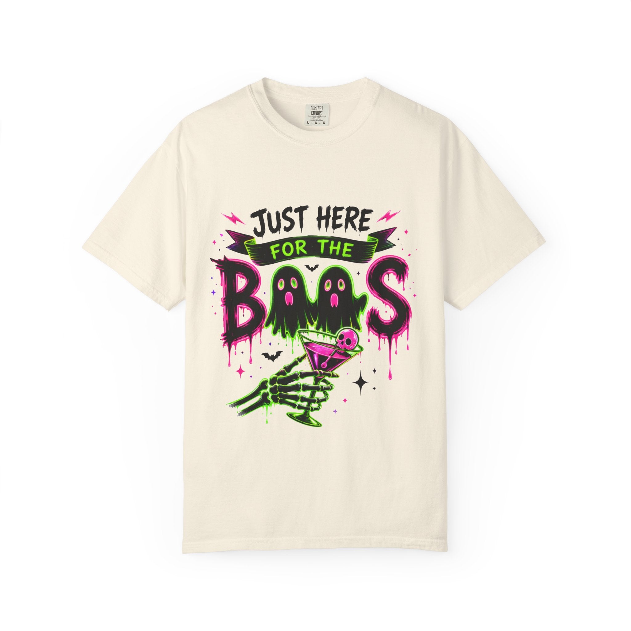 T-Shirt — "Just Here for the Boos" Halloween Ghost Graphic Tee