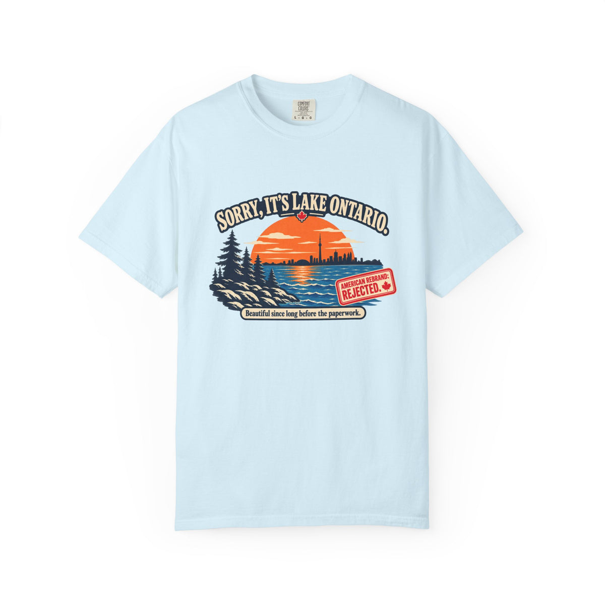 Lake Ontario Sunset T-Shirt — "Sorry, It's Lake Ontario" - Lake America Rejected