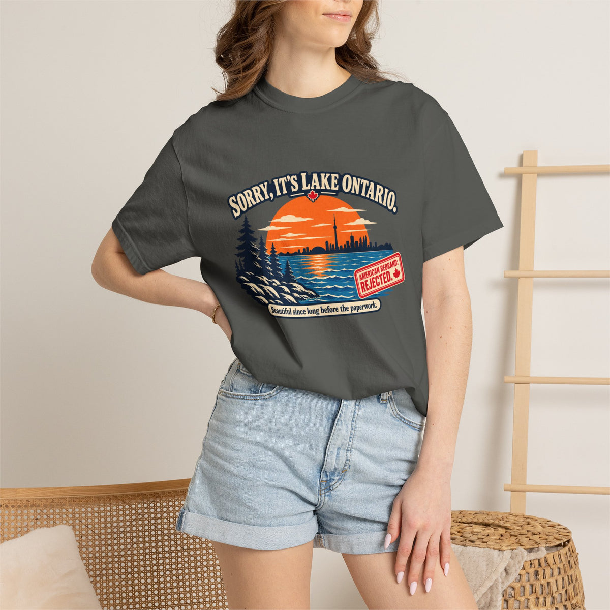 Lake Ontario Sunset T-Shirt — "Sorry, It's Lake Ontario" - Lake America Rejected