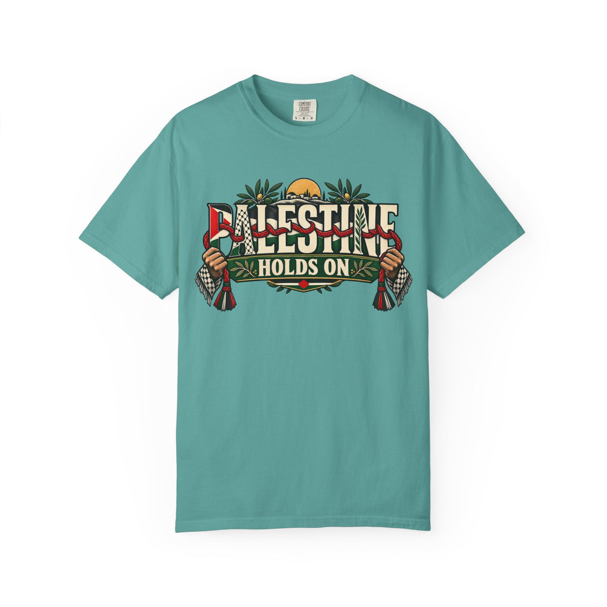 Palestine Holds On T-Shirt — Free Palestine Solidarity Graphic Tee