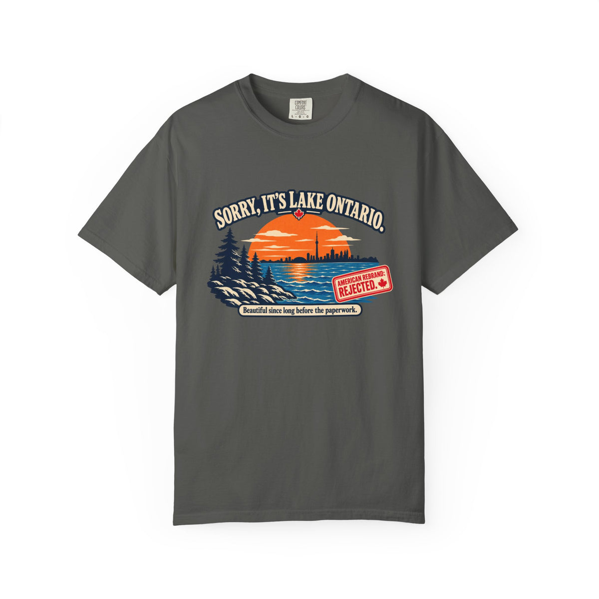 Lake Ontario Sunset T-Shirt — "Sorry, It's Lake Ontario" - Lake America Rejected