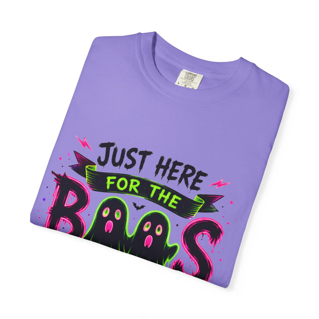T-Shirt — "Just Here for the Boos" Halloween Ghost Graphic Tee