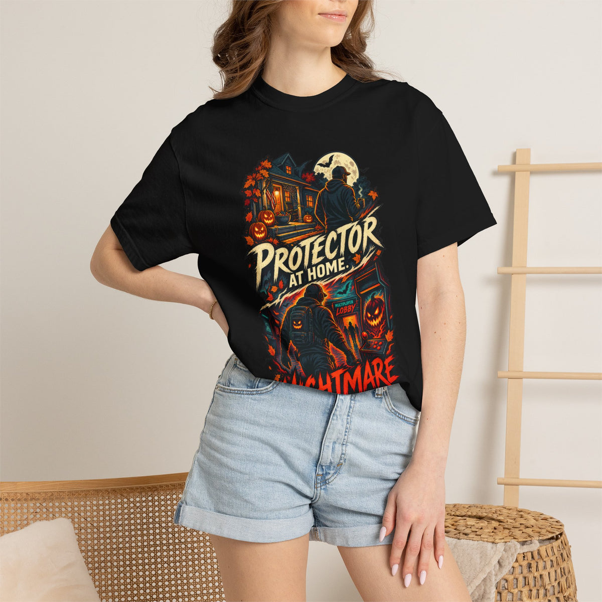 Halloween Gamer DAD Protector at Home - Nightmare in the Lobby T-Shirt