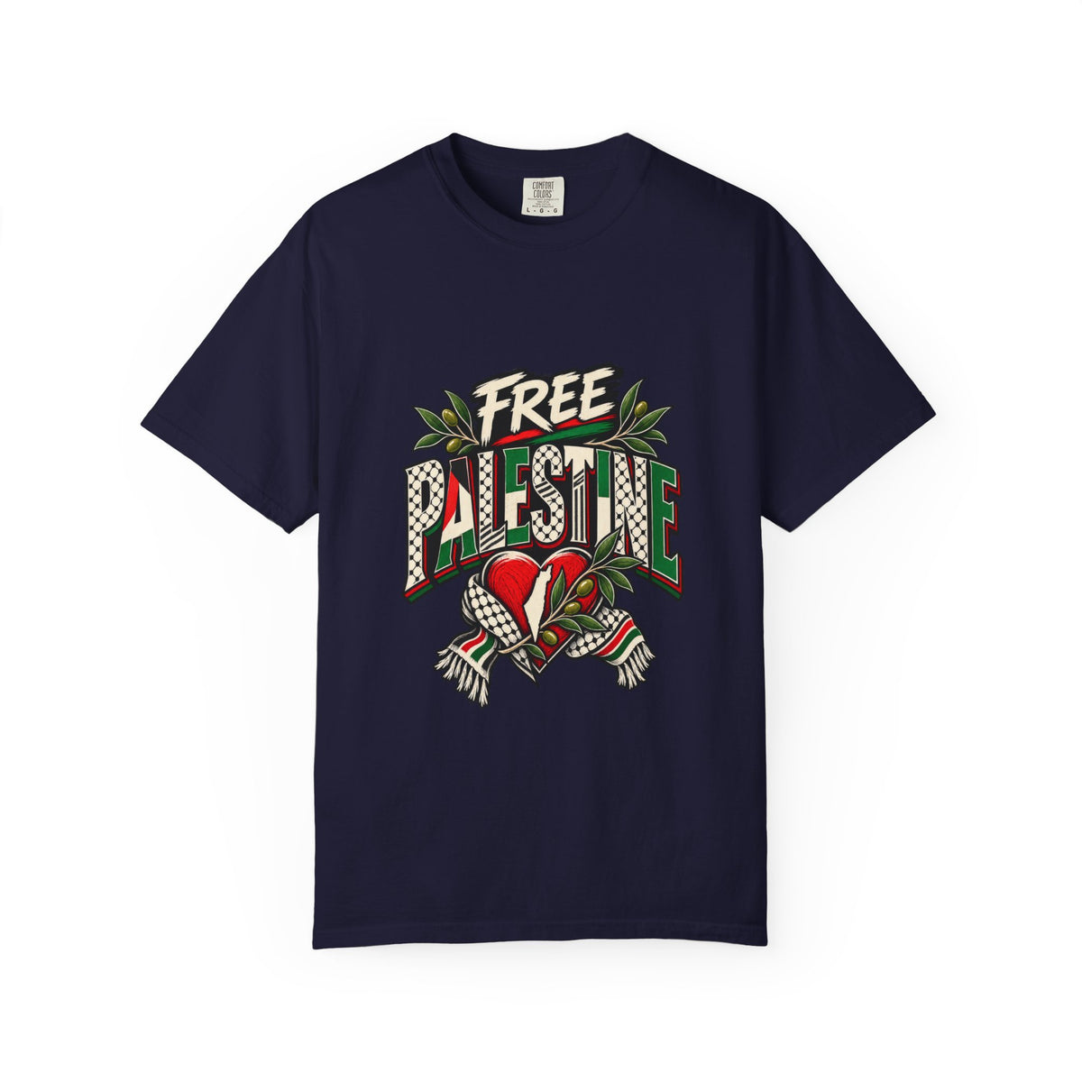 Free Palestine Graphic T-Shirt — Heart & Flag Solidarity Tee